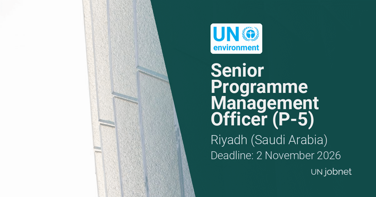 Senior Programme Management Officer — UNEP